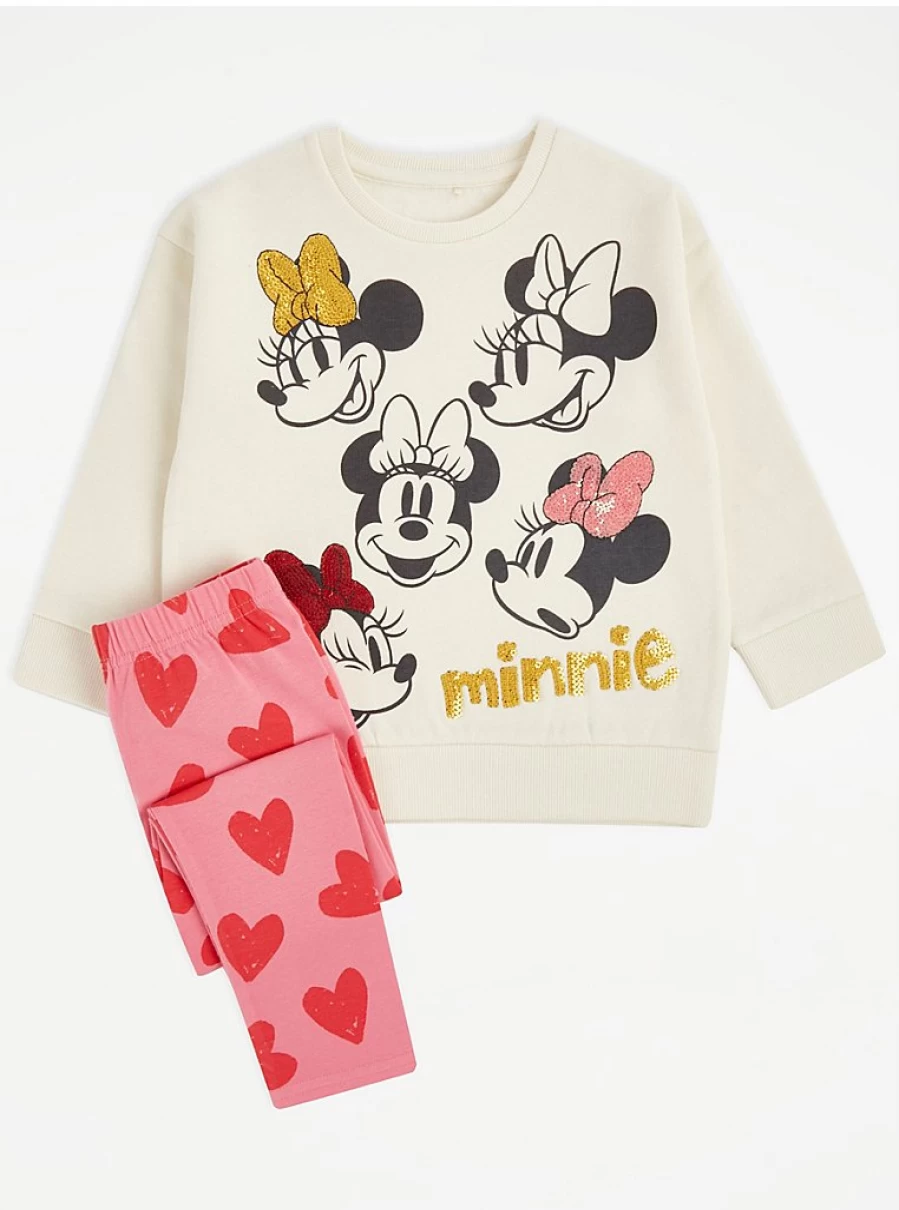 Disney Minnie Mouse Sequin Sweatshirt and Leggings Set for Kids by George at Asda