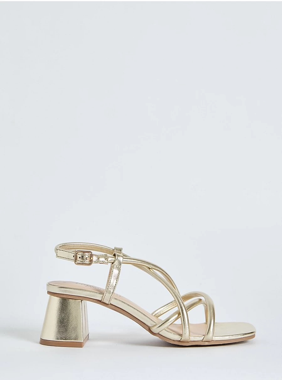 George at Asda Women's Gold Shimmer Block Heel Sandals – Comfortable & Stylish Summer Footwear