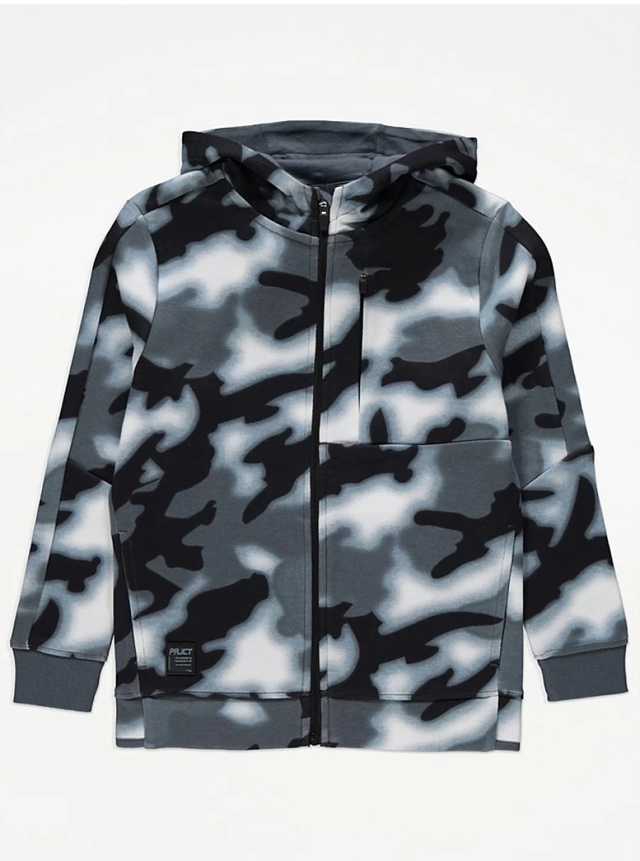 "George at Asda Boys Black Camouflage Zip Up Hoodie | Kids' Camo Jacket Review"