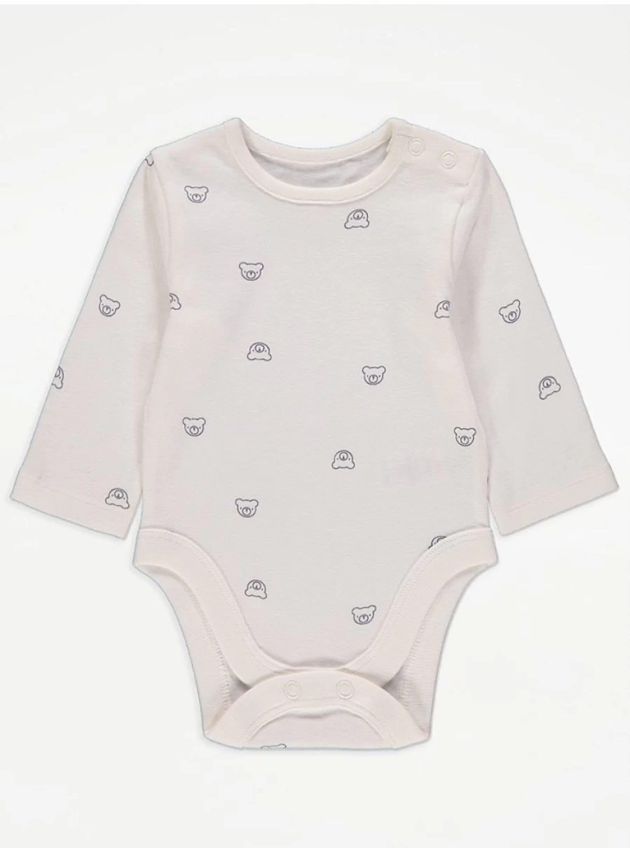 "George at Asda Boys' Blue Ribbed Bear Dungarees and Bodysuit Outfit – Cute Baby Set"