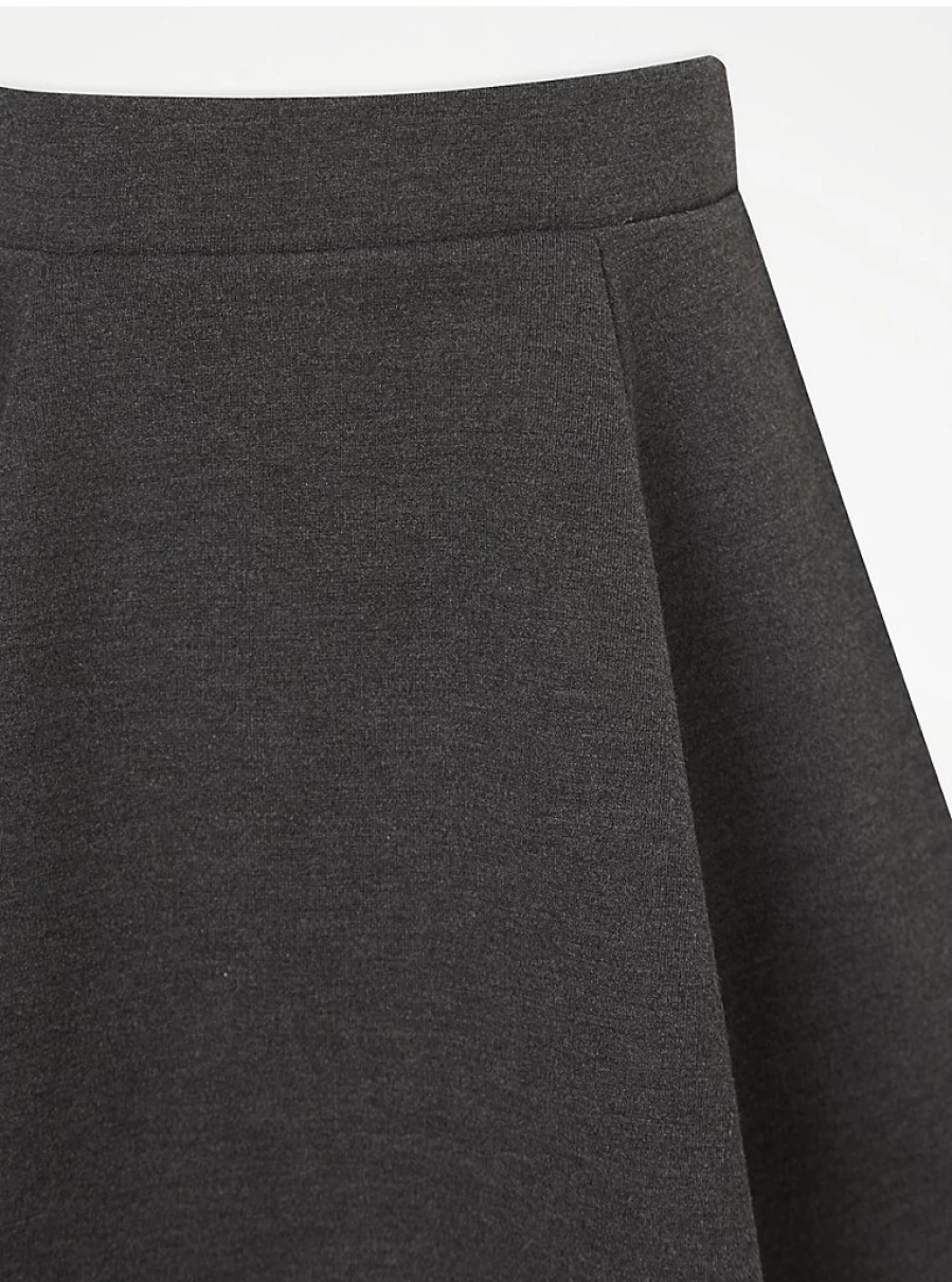 "George at Asda Girls' Grey Plus Size Skater Skirt 2-Pack for School | Comfort Fit & Stylish"