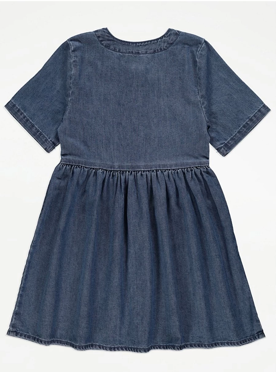 "George at Asda Girls' Dark Wash Denim Button-Up Dress | Kids' Fashion Review"