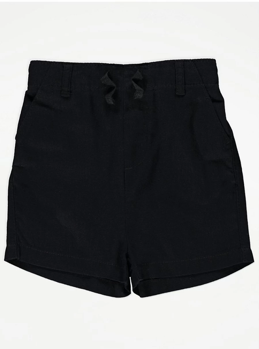 "George at Asda Boys' Black Linen Blend Shorts – Comfortable Kids' Summer Shorts"