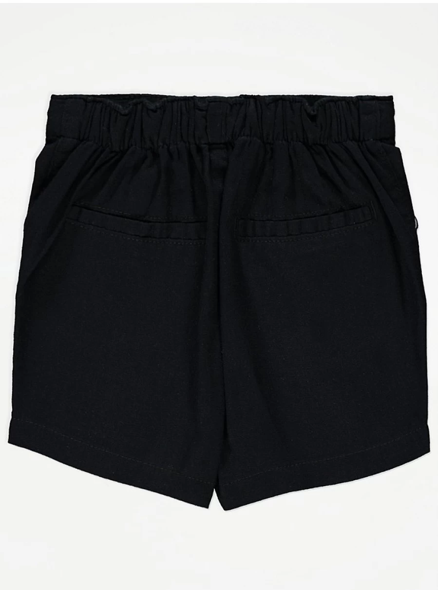 "George at Asda Boys' Black Linen Blend Shorts – Comfortable Kids' Summer Shorts"