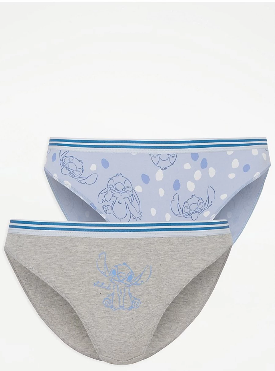 George at Asda Disney Lilo & Stitch Women's Cotton Short Knickers 2-Pack | Comfortable Underwear Set