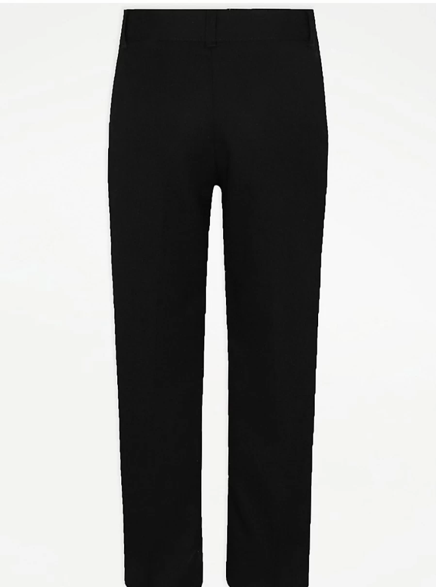 "George at Asda Boys' Black School Trousers 2-Pack – Regular Fit Long Length"