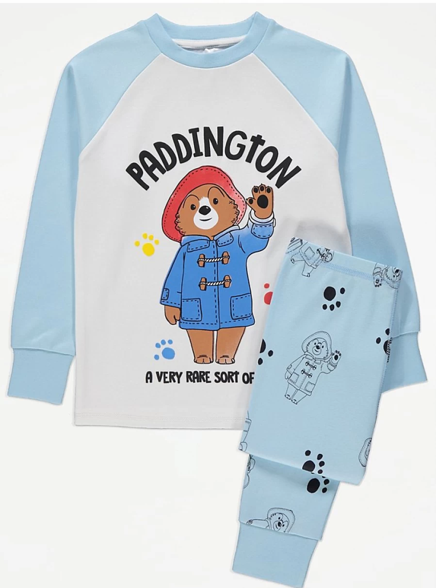 "George at Asda Kids Paddington Bear Raglan Sleeve Pyjamas – Comfortable & Cute Sleepwear"