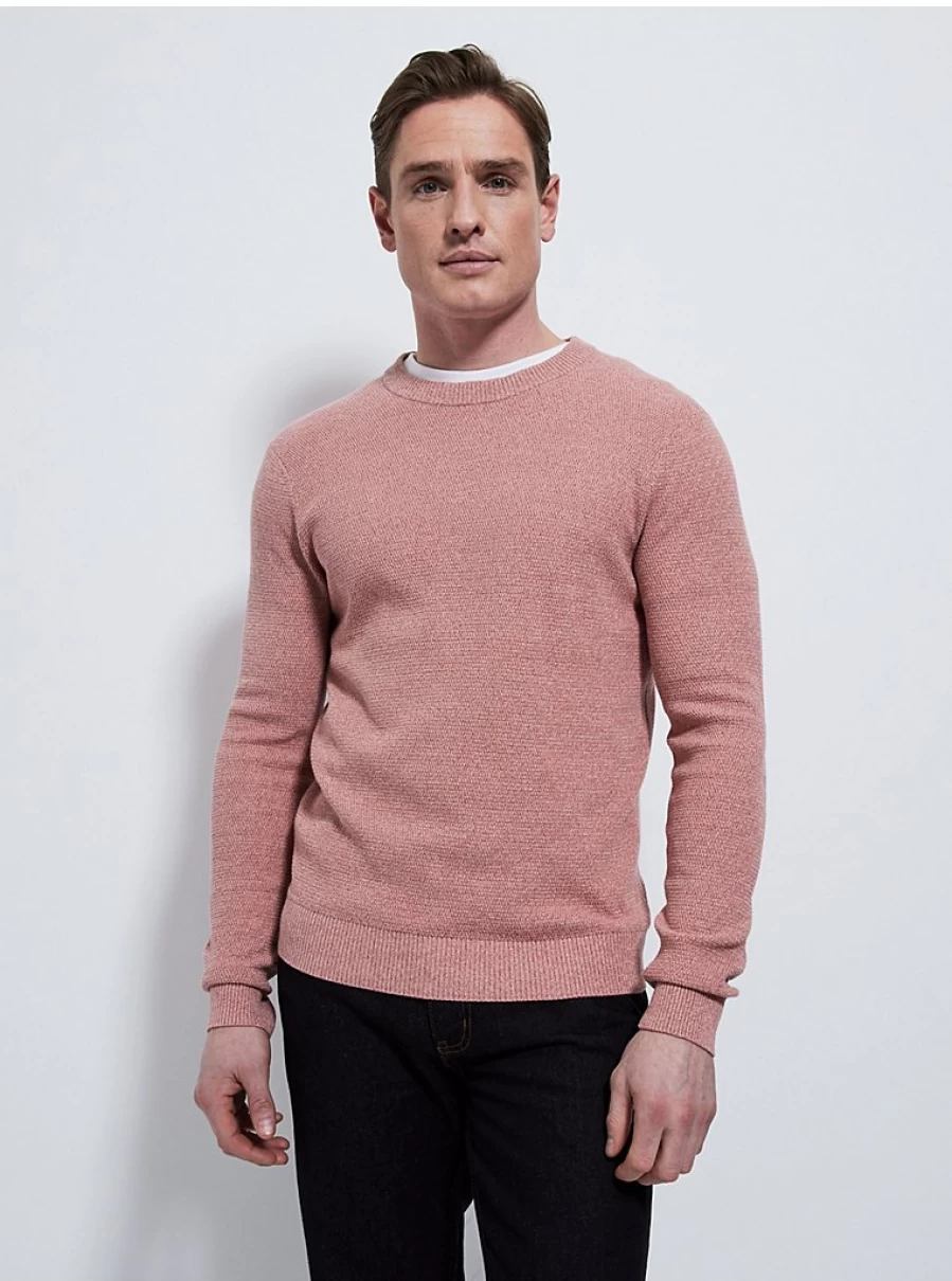 Men's Pink Textured Knit Sweater | George at Asda | Soft Comfortable Pullover