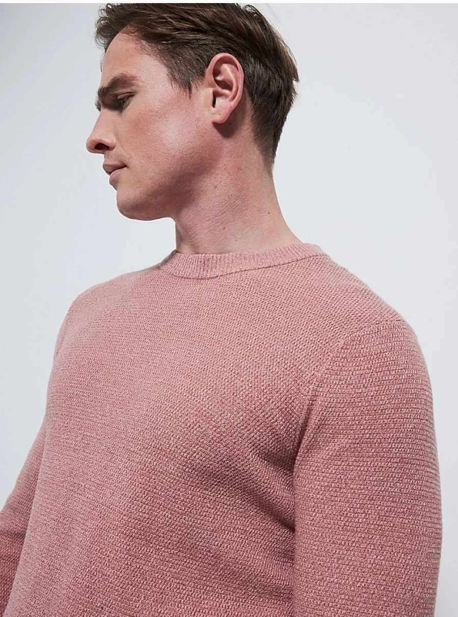 Men's Pink Textured Knit Sweater | George at Asda | Soft Comfortable Pullover