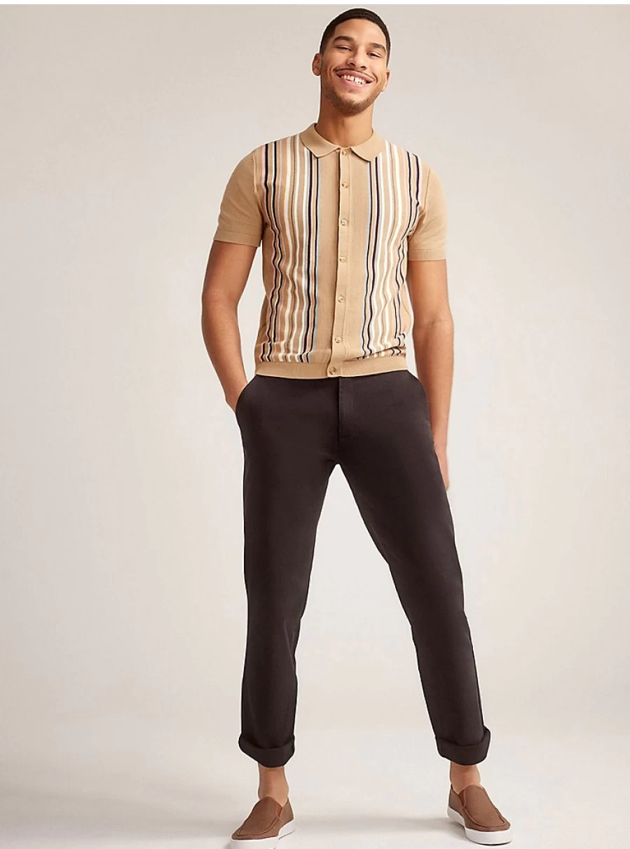Men's Black Straight Fit Stretch Chino Trousers | Comfort & Style | George at ASDA