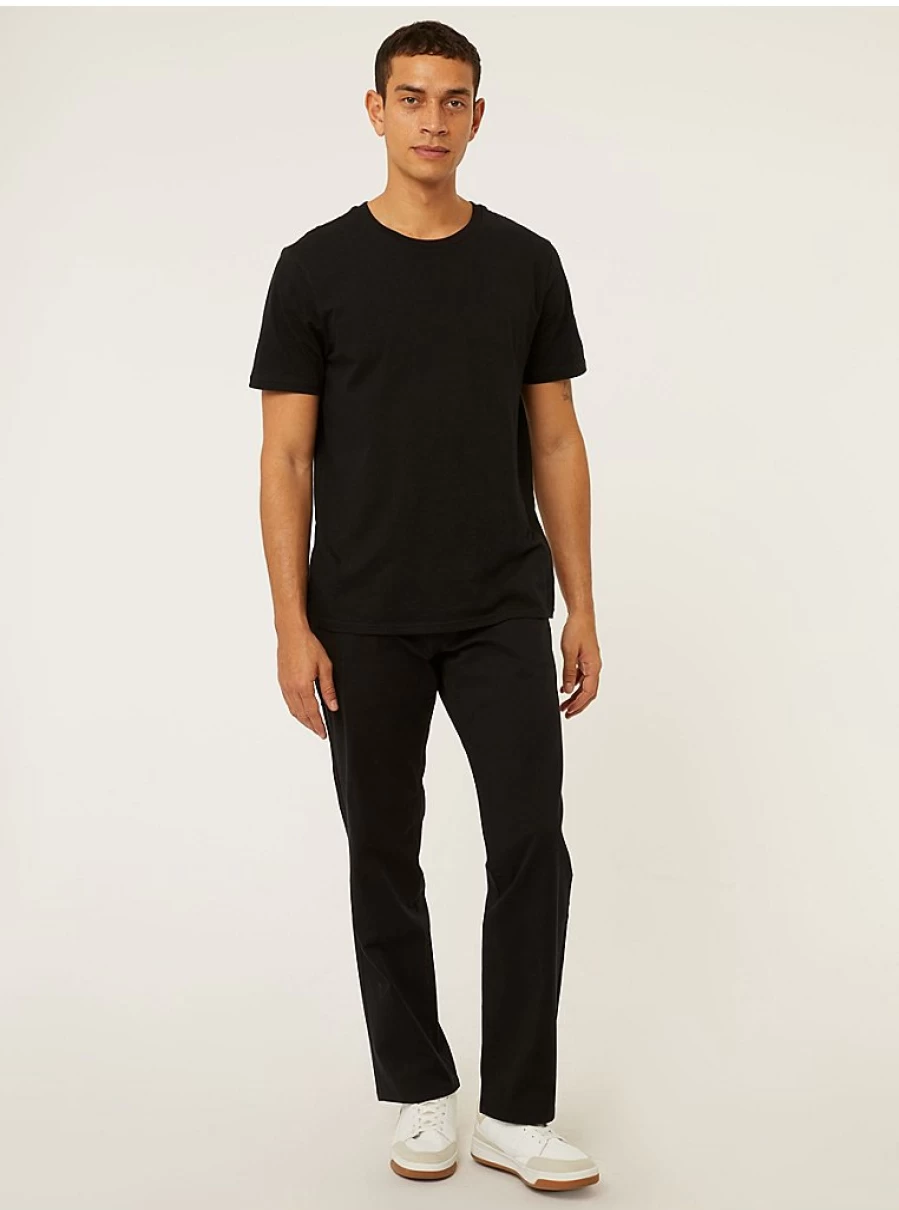 Men's Black Straight Fit Stretch Chino Trousers | Comfort & Style | George at ASDA