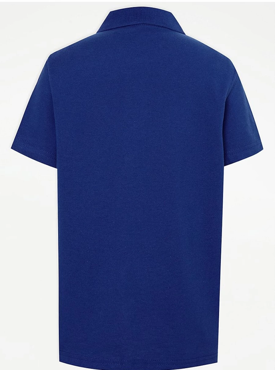 "George at Asda Cobalt Blue Short Sleeve Polo Shirts 2-Pack for School Uniforms"