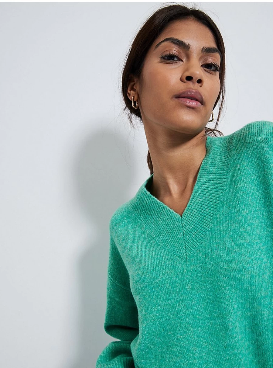 Women's Green V-Neck Knitted Jumper | George at Asda | Soft & Stylish Pullover