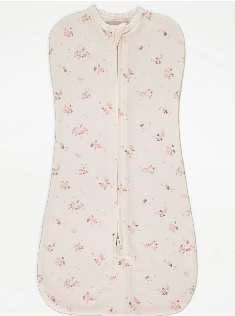 "George at Asda Baby Cream Floral Swaddle Sleeping Bag – Soft & Comfortable Sleep Sack for Infants"