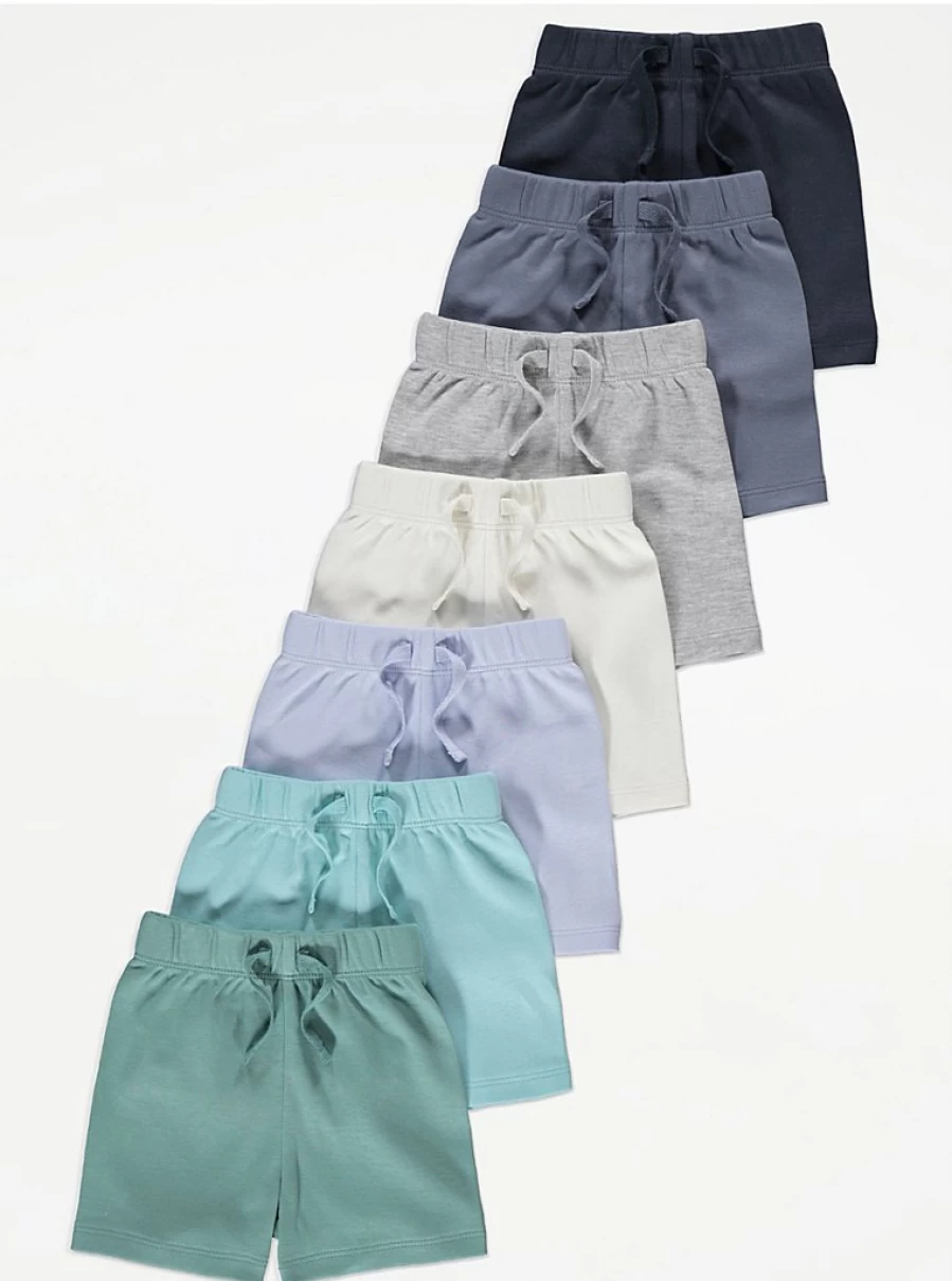 George at Asda Baby Boys' 7-Pack Jersey Shorts | Soft Cotton Comfort | Multipack Essentials