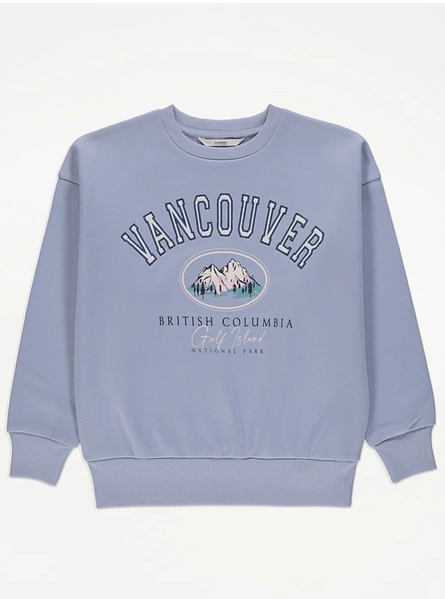 "George at Asda Kids' Light Blue Vancouver Embroidered Slogan Sweatshirt Review"