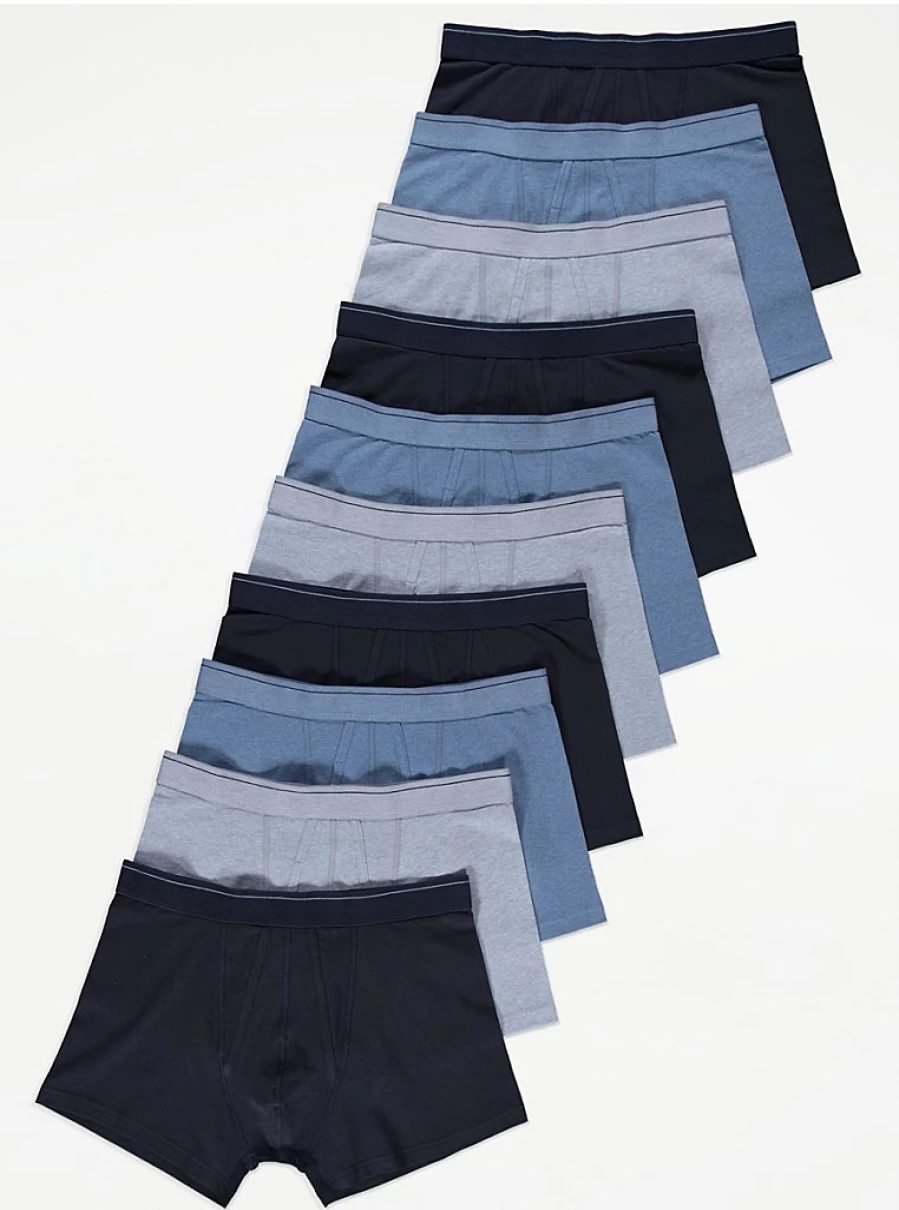 "George at Asda Boys' Blue A-Front Trunks 10-Pack | Comfort & Value"