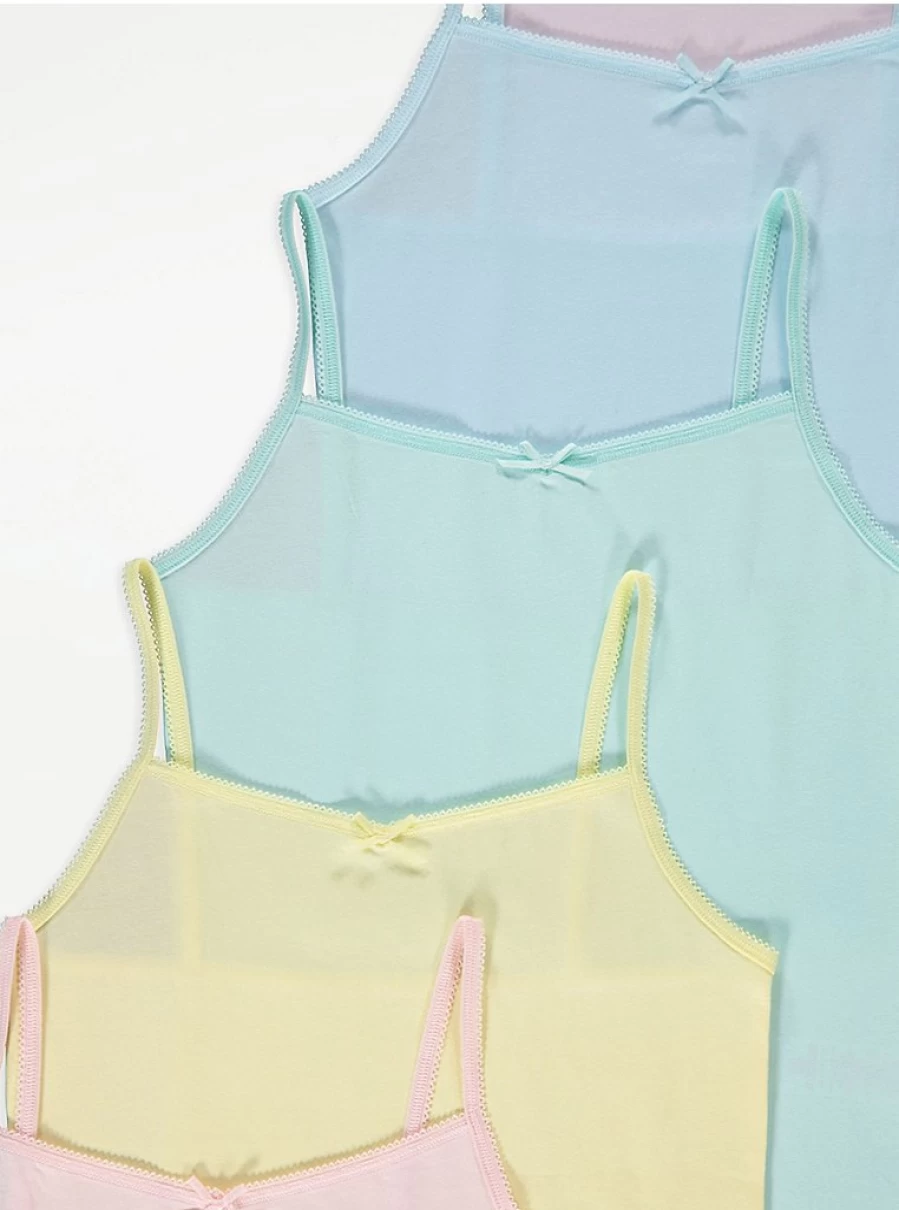 "George at Asda Kids Pastel Cami Vests 5-Pack | Soft Summer Tank Tops for Girls & Boys"