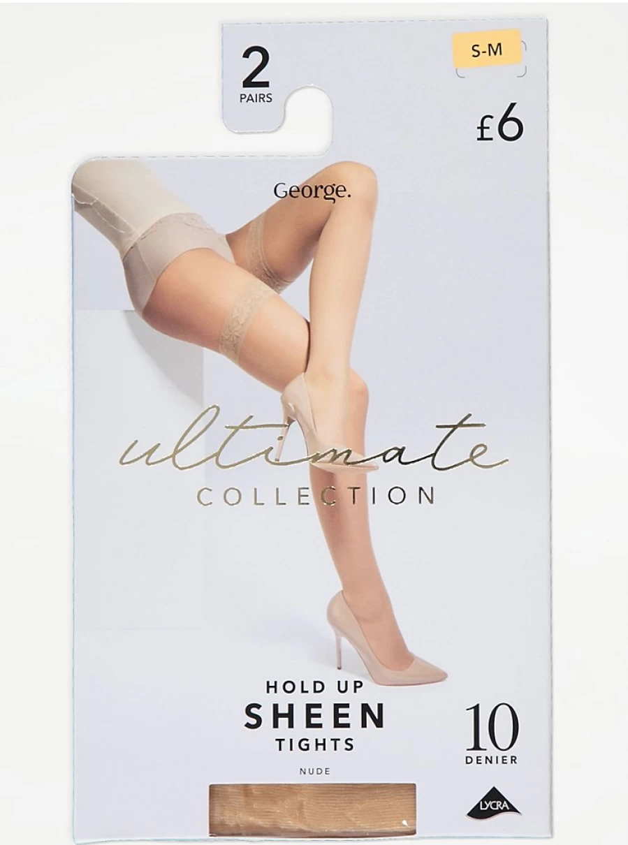 "George at Asda 10 Denier Nude Sheer Tights 2-Pack | Ultimate Hold Up Comfort"
