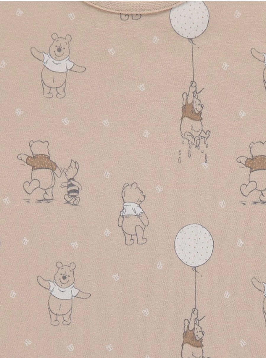 George at Asda Baby Winnie The Pooh 2-Pack Neutral Pyjamas | Soft Disney Sleepwear for Infants