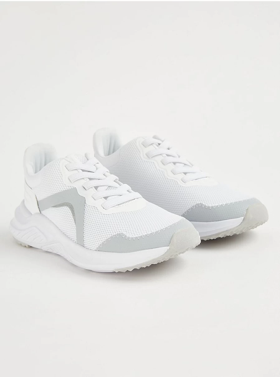 George at Asda White Mesh Kids Sports Trainers - Lightweight Breathable Running Shoes for Children