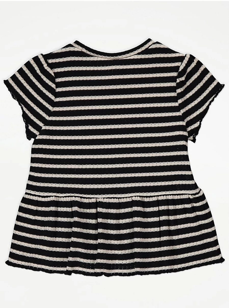 Girls' Striped Stretch Knit Empire Top and Shorts Outfit Set by George at Asda