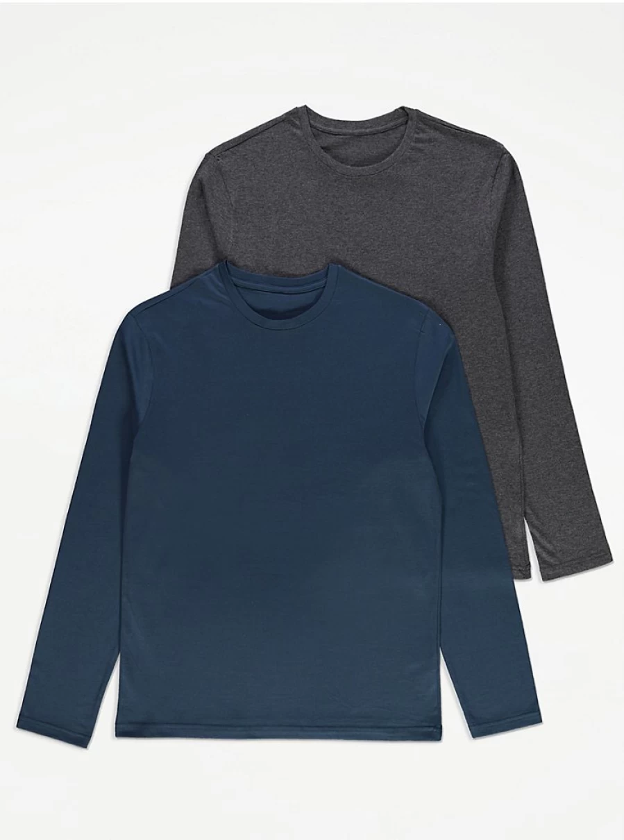 2 Pack Men's Long Sleeve Pyjama Tops | George at Asda | Comfort & Style