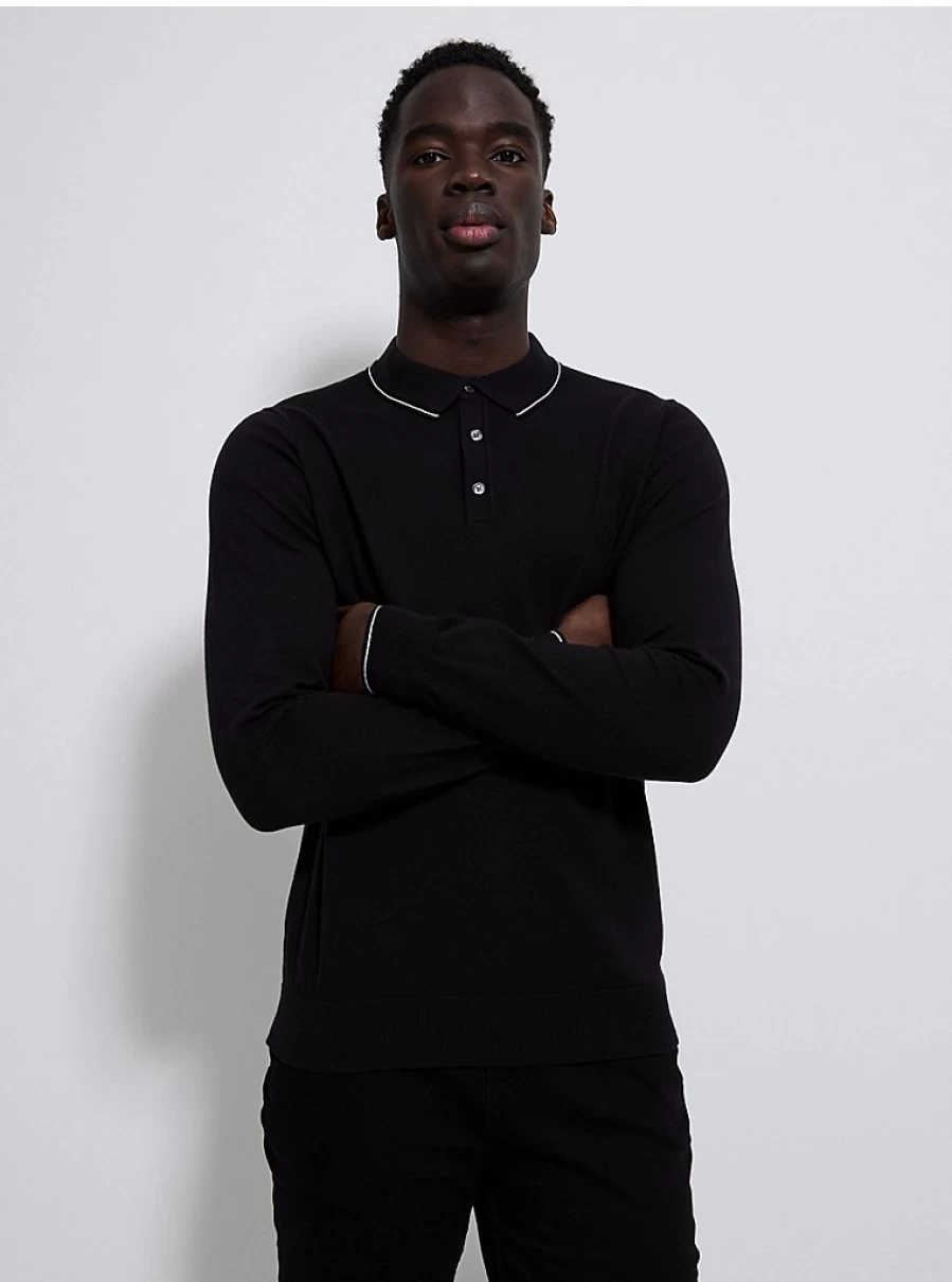 "George at Asda Men's Black Long Sleeve Knit Polo Shirt Review"