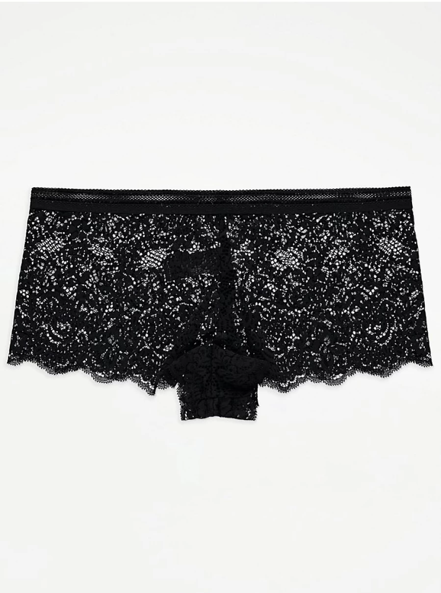 "George at Asda Black Lace Short Knickers 3-Pack | Women's Lingerie Set | Comfortable & Stylish"