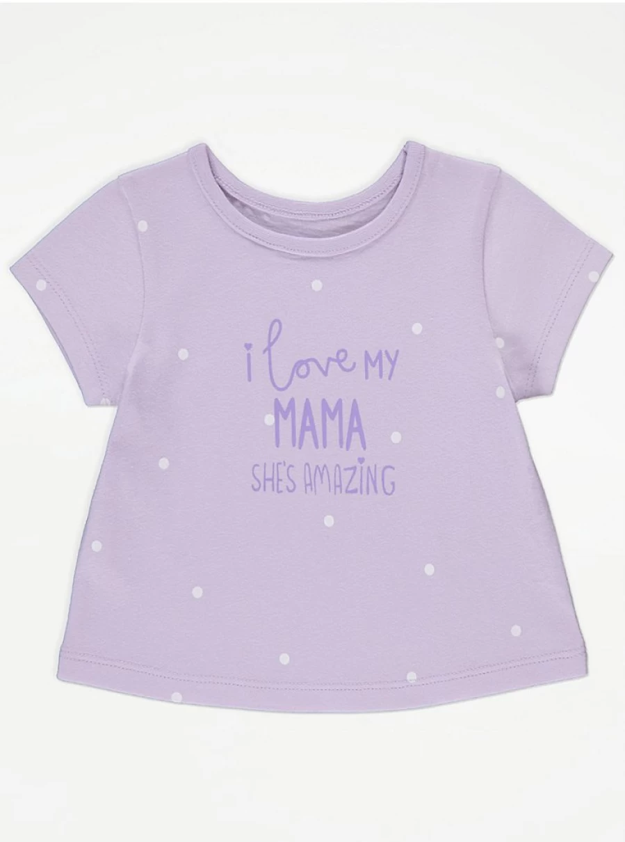 "George at Asda Baby Lilac 'I Love My Mama' Dot Print T-Shirt Reviews"