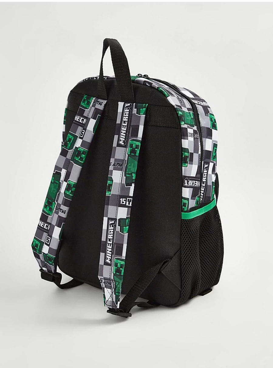George at Asda Boys Minecraft Checked Backpack - Kids School Rucksack with Character Design