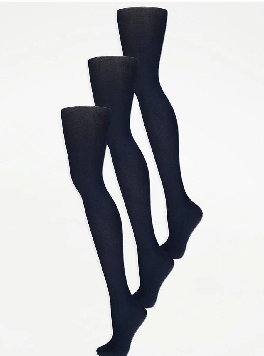 George at Asda Navy 40 Denier Opaque Tights 3 Pack - Women's Comfortable Tights for Everyday Wear