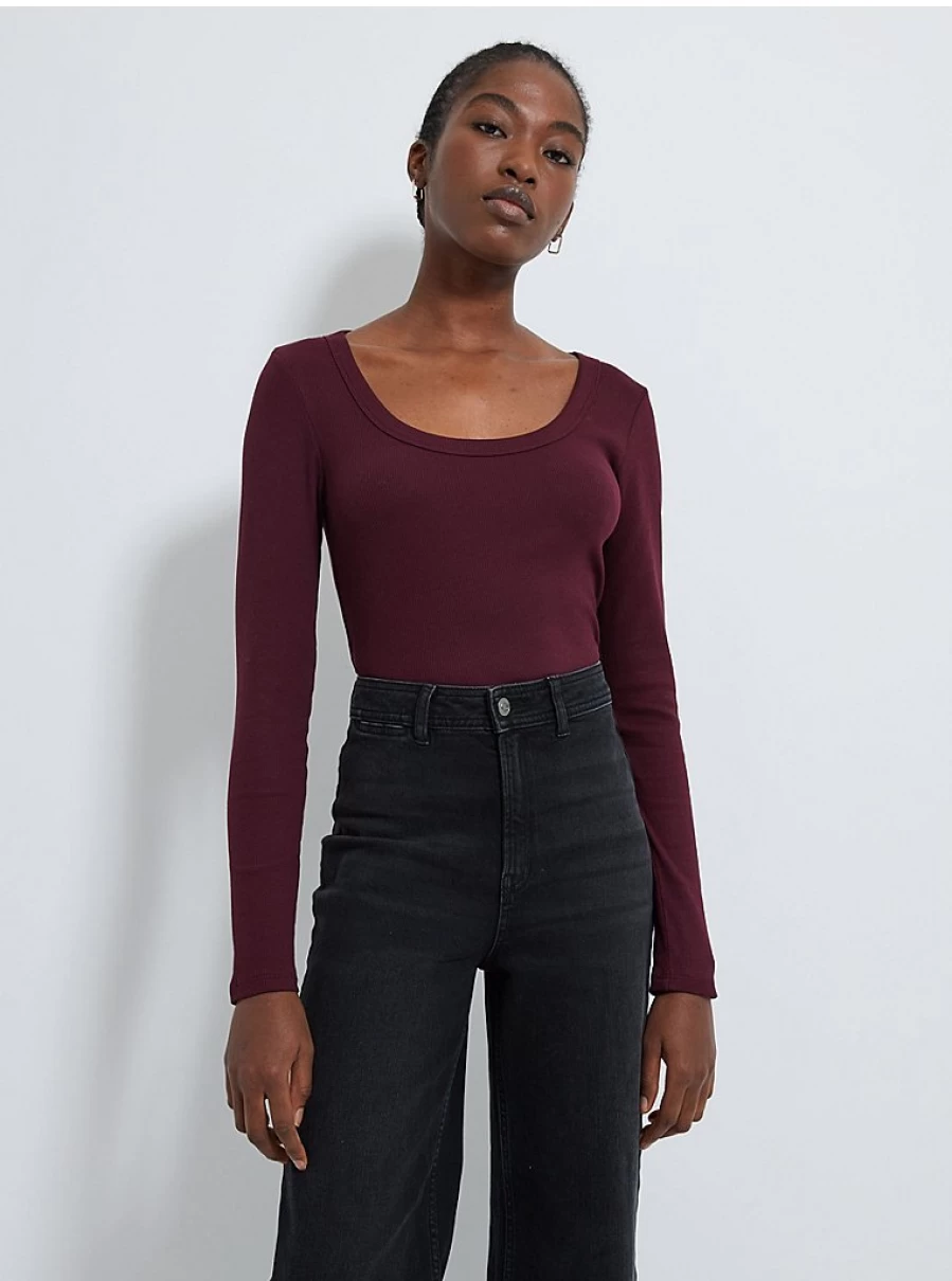 "George at Asda Women's Burgundy Scoop Neck Long Sleeve Top | Stylish & Comfortable Blouse Review"
