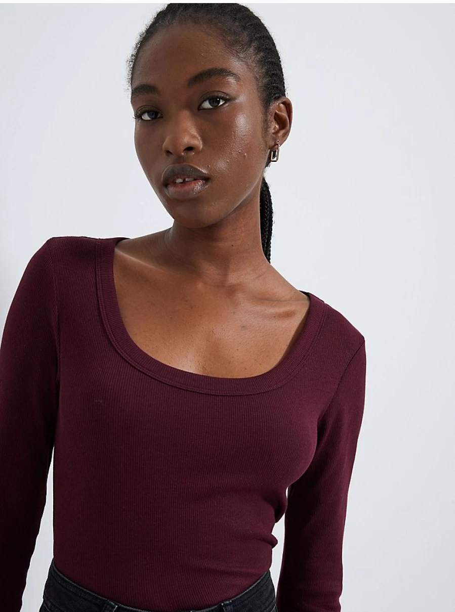 "George at Asda Women's Burgundy Scoop Neck Long Sleeve Top | Stylish & Comfortable Blouse Review"
