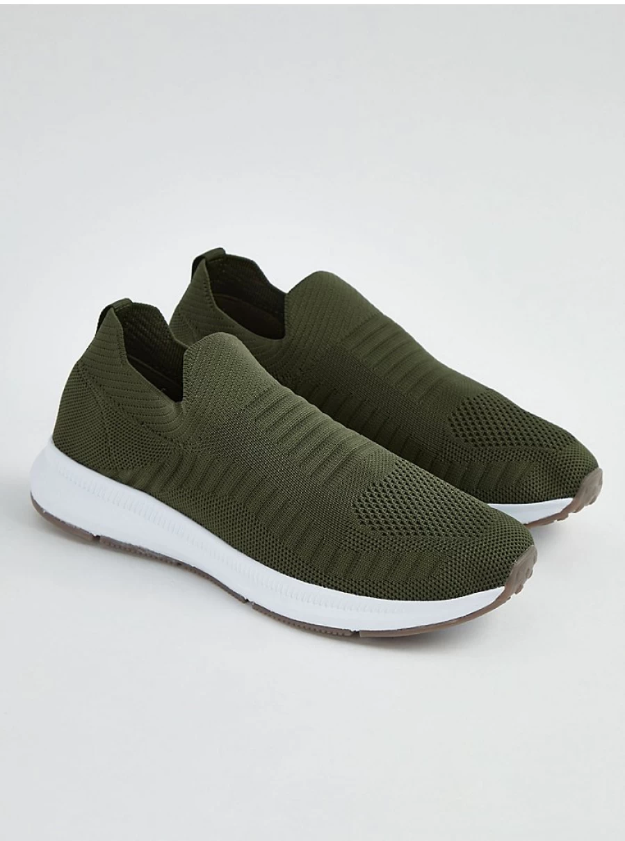 Women's Khaki Knitted Slip-On Sneakers | George at Asda | Comfortable Casual Trainers