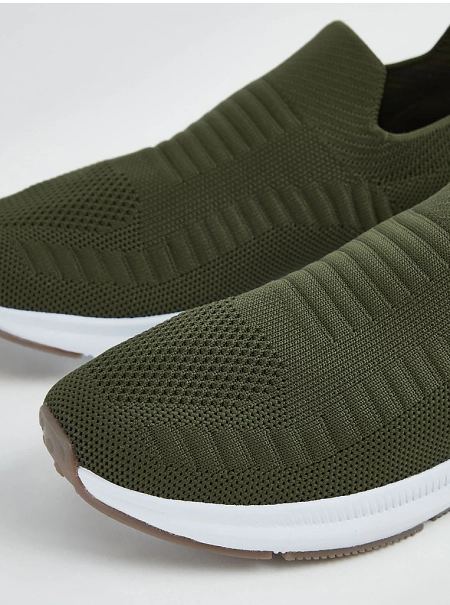 Women's Khaki Knitted Slip-On Sneakers | George at Asda | Comfortable Casual Trainers