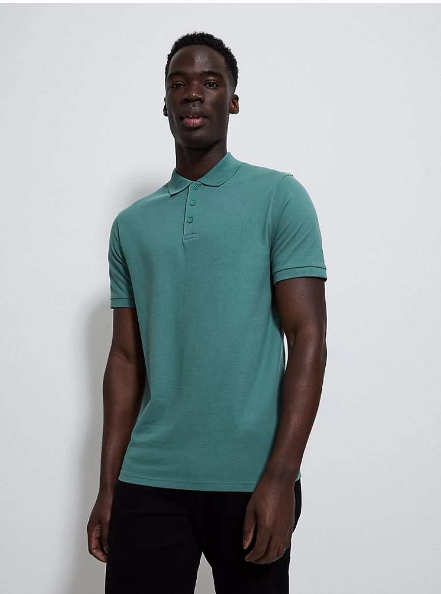 Men's Sage Green Polo Shirt | George at Asda | Comfort Fit Casual Top