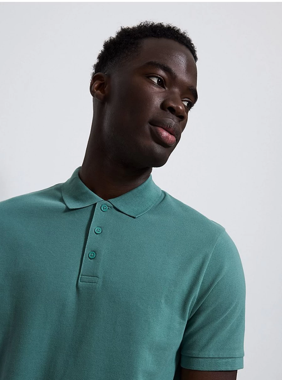 Men's Sage Green Polo Shirt | George at Asda | Comfort Fit Casual Top