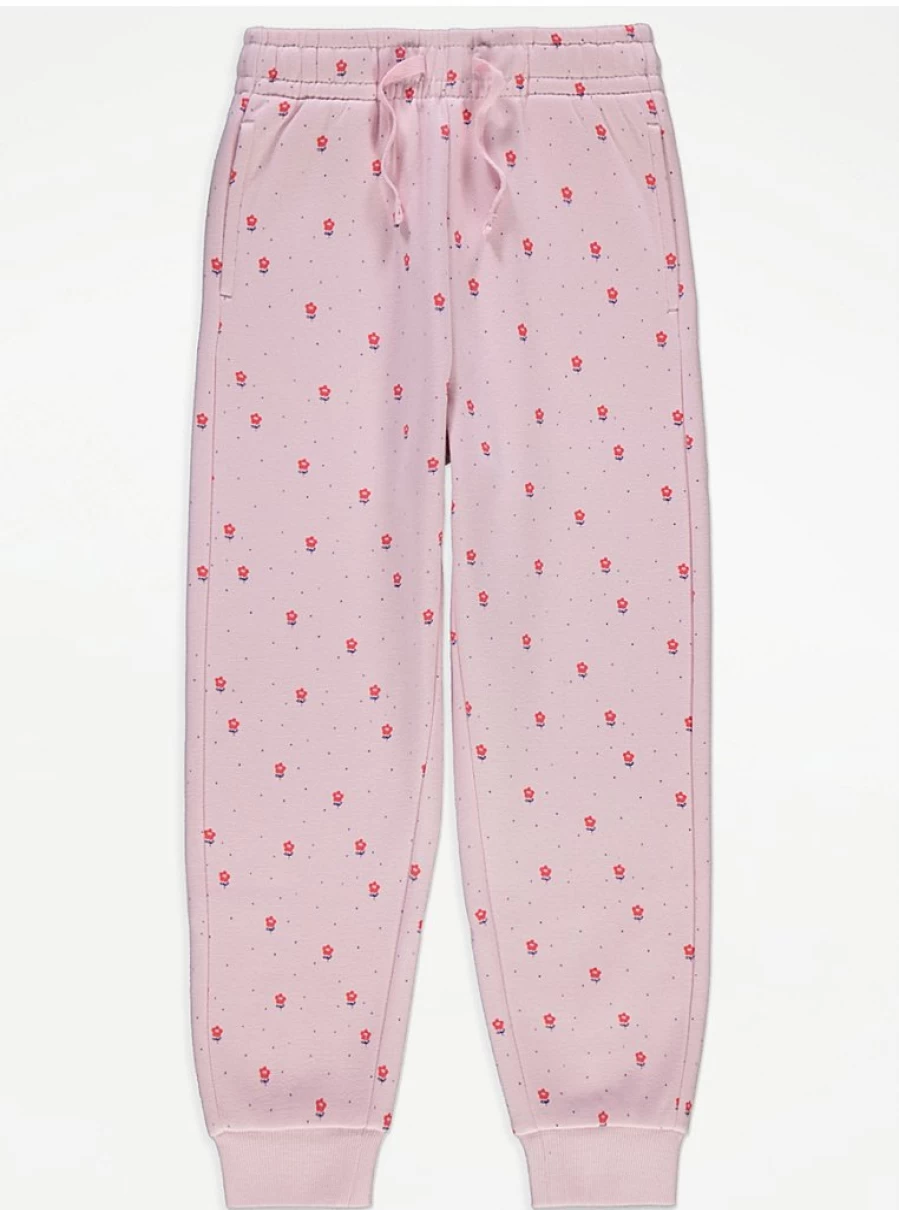 "George at Asda Kids Pink Floral Spotty Joggers | Comfortable & Stylish Girls' Joggers"