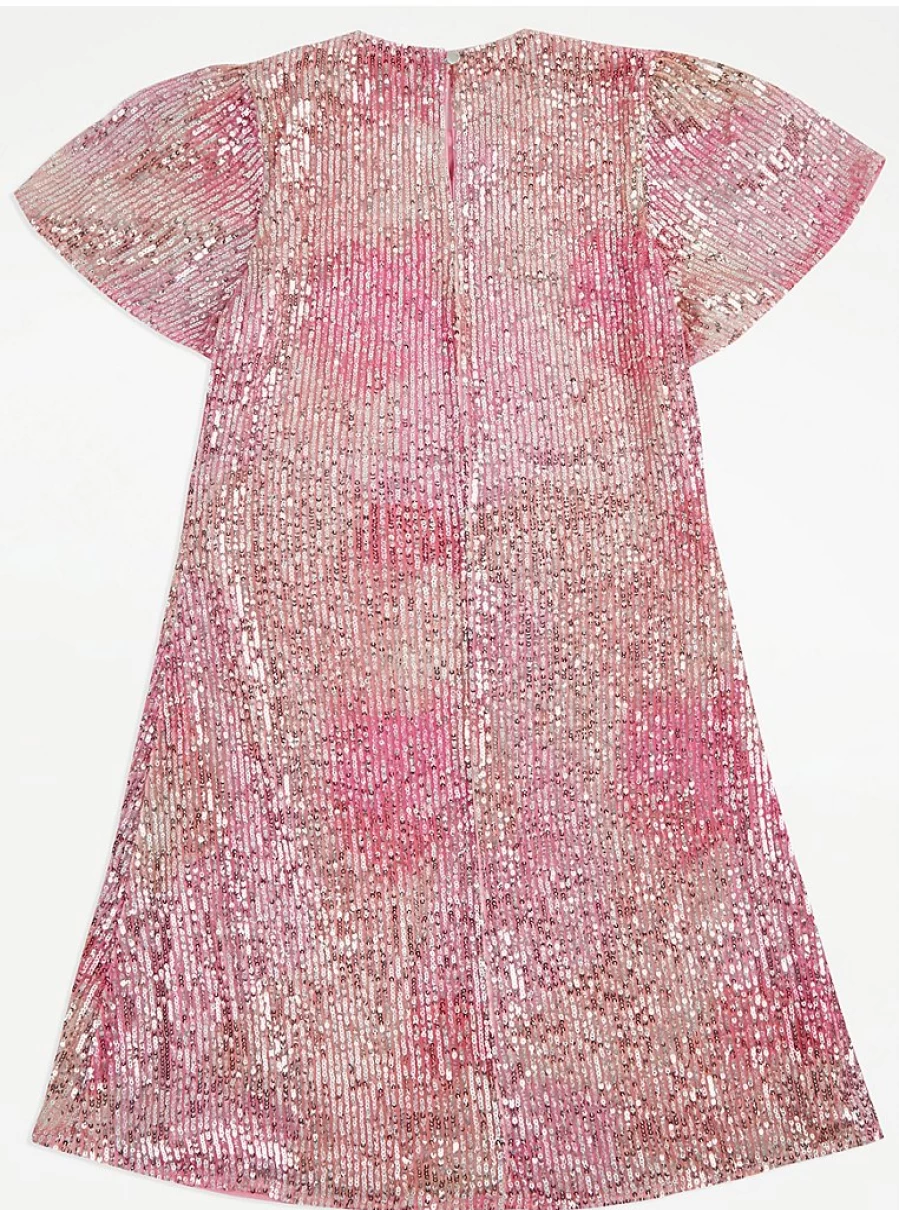 "George at Asda Girls Pink Sequin Angel Sleeve Party Dress - Kids Formal Wear Review"