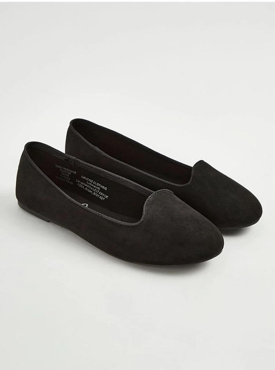 "George at Asda Women's Black Wide Fit Ballet Flats | Comfortable & Stylish Ballet Shoes"