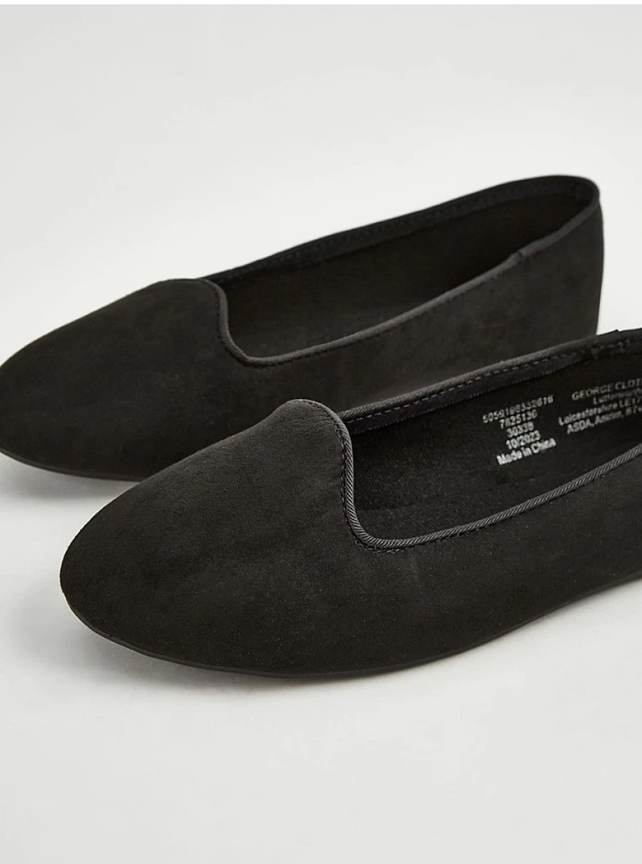 "George at Asda Women's Black Wide Fit Ballet Flats | Comfortable & Stylish Ballet Shoes"