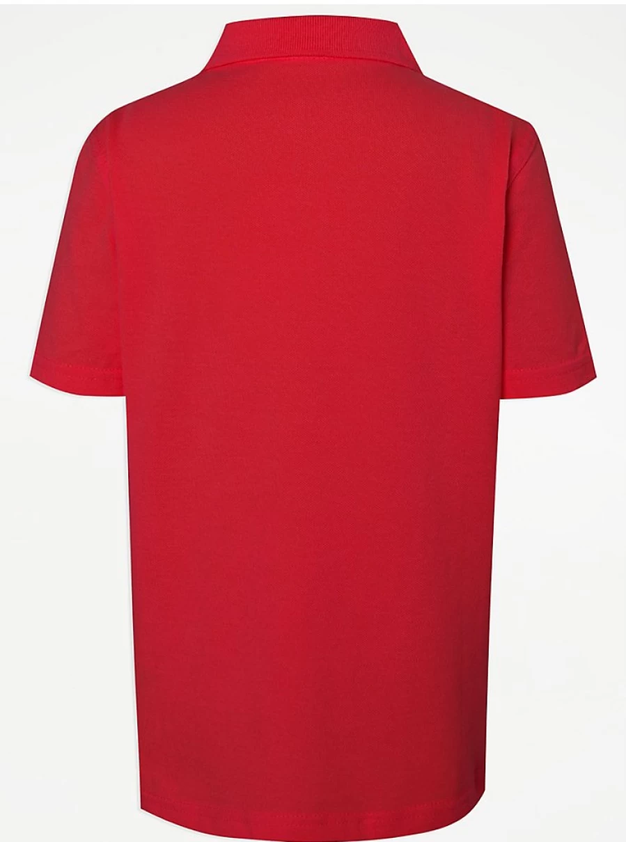 "George at Asda Red Short Sleeve School Polo Shirts 2 Pack - Easy On Comfort Fit for Kids"