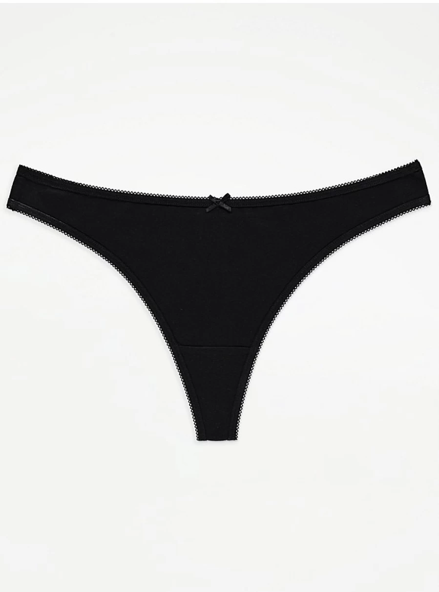 "George at Asda Women's Black Thongs 5-Pack | Comfortable Lingerie Essentials"