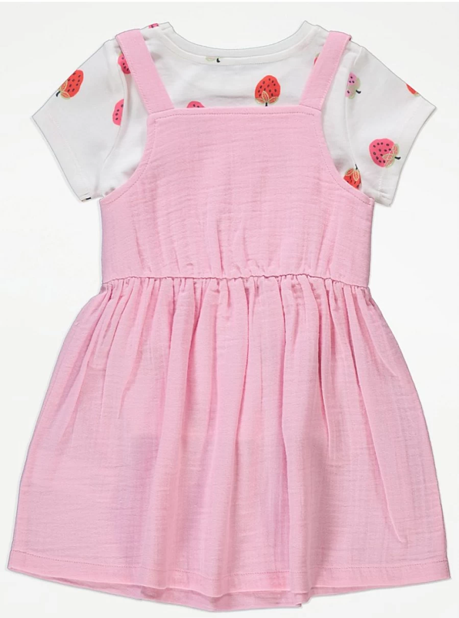 "George at Asda Girls' Pink Strawberry Print T-Shirt & Pinafore Set Review"