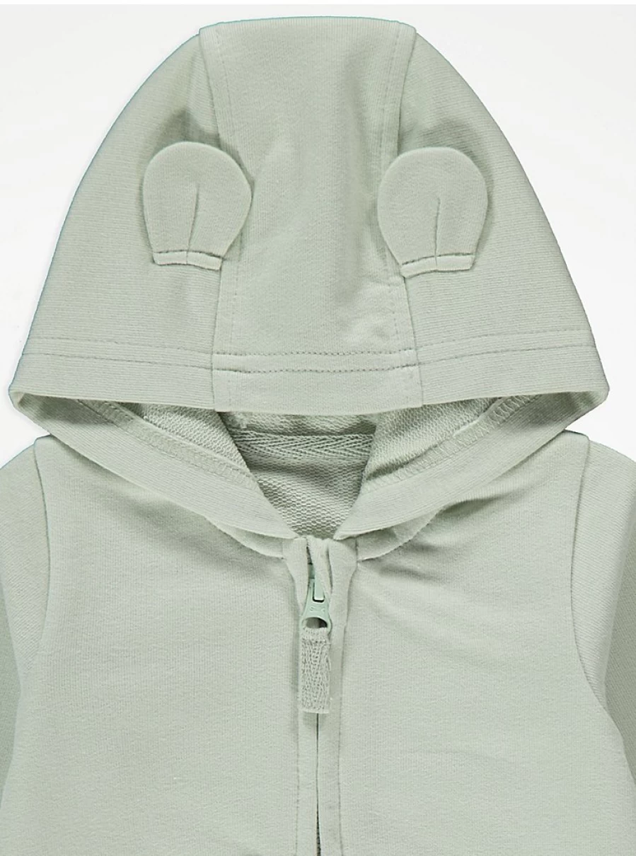 "George at Asda Boys Sage Green 3D Ear Hoodie – Soft & Stylish Pullover"