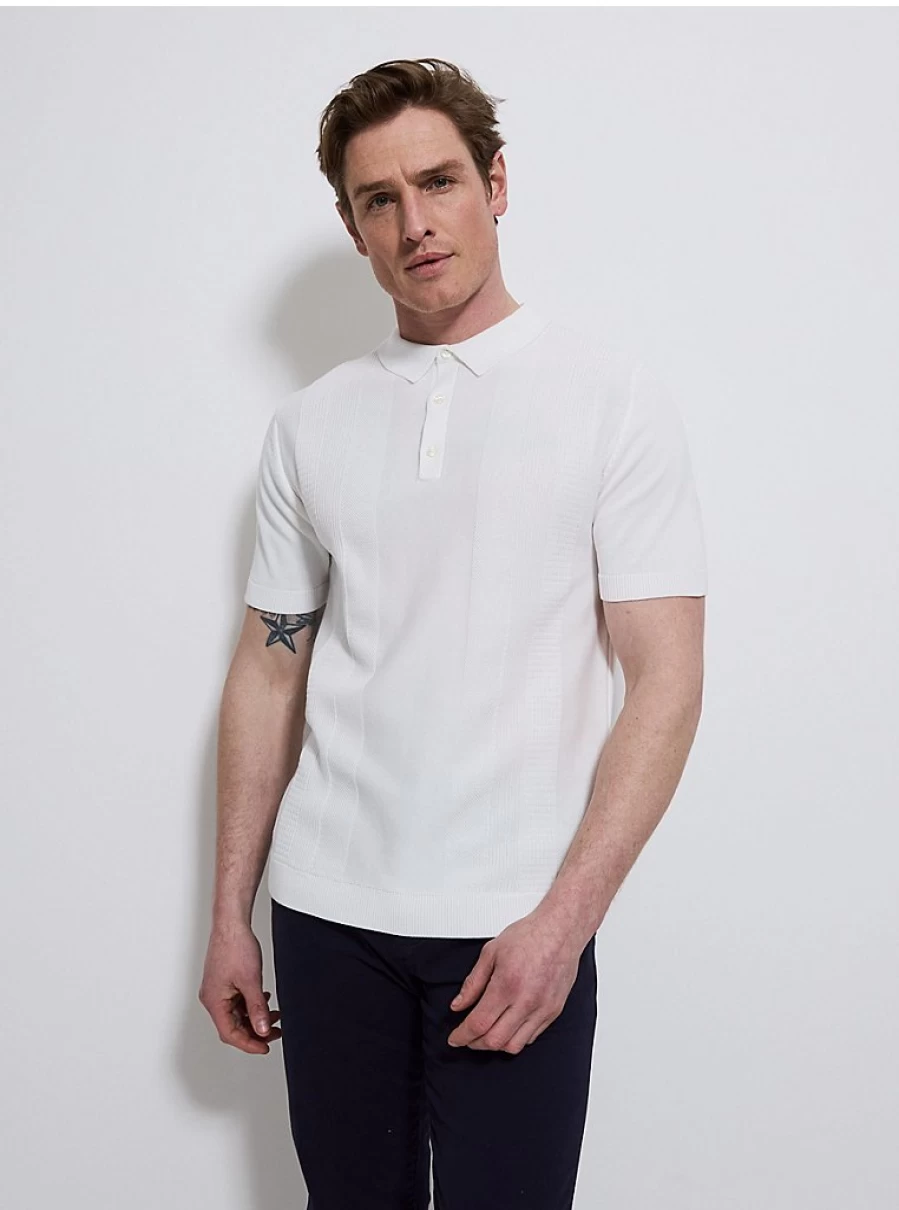 "George at Asda Men's White Knitted Short Sleeve Textured Polo Shirt Review"