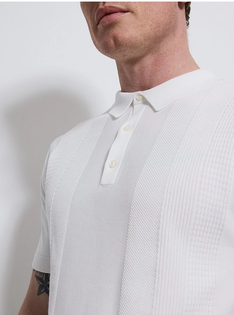 "George at Asda Men's White Knitted Short Sleeve Textured Polo Shirt Review"