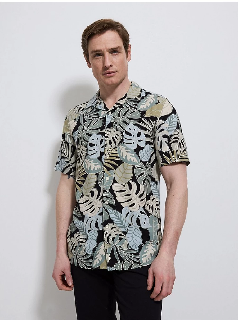 Men's Palm Leaf Print Short Sleeve Shirt | George at Asda Casual Summer Top