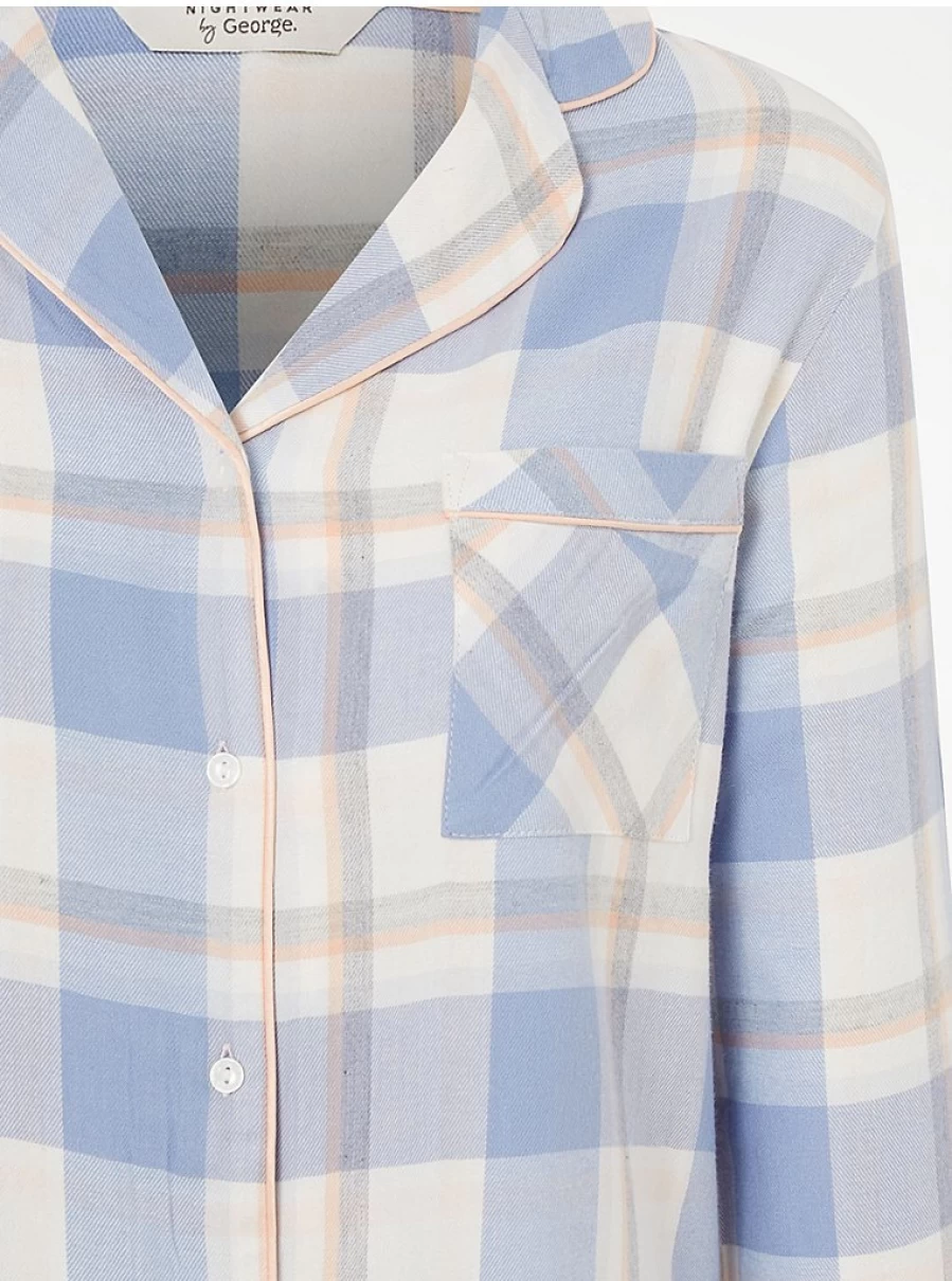 "George at Asda Blue Checked Nightshirt for Women | Comfortable Sleepwear & Lingerie"